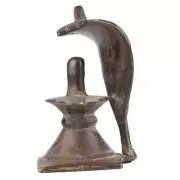 Handmade Decorative Antique Finish Brass Cobra and Lingam Figurine Statue