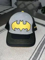 Kids Hat Baseball Cap Batman Adjustable OSFM Black Grey Yellow DC WB