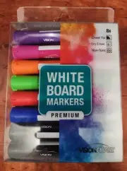 PREMIUM WHITEBOARD MARKERS WALLET 8 ASSTORTED COLOURS CHISEL TIP