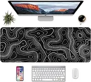 Topographic Map Desk Mat, Large Mouse Pad 800x300x3 mm, Gaming Mouse Mat, Big Full Keyboard Desk Mat, Waterproof Non-Slip Mouse Mat Pad, Rubber Base, for Keyboard Computer PC Gamer Desk Office