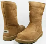 UGG LIL SUNSHINE CHESTNUT SUEDE SIDE ZIPPER BOOTS BIG KIDS SIZE 1 NEW IN BOX