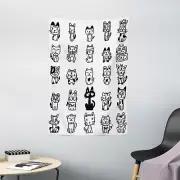 Sketchy Tapestry Cats with Happy Faces Print Wall Hanging Decor