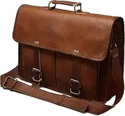 17" Leather Messenger Bag Laptop case Office Briefcase Men Computer Distressed Shoulder Bag