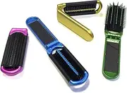4 Assorted Colors ALAZCO Folding Hair Brush With Mirror Compact Pocket Size Travel Car Gym Bag Purse Locker Swimming Camping Sleepover Gift and more