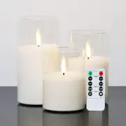 Led Electronic Flameless Candles Light Remote Timer Flickering Lamp Clear Acryli