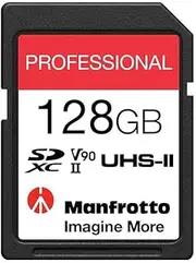 Manfrotto 128GB SD Professional Memory Card, UHS-II, V90, U3 280 MB/s Read, 250MB/s Write, Memory Card for Digital Reflex Cameras and Video Cameras, for Images