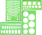 Boao 4 Pieces Template Plastic Rulers Circle Oval Circle Radius Drawing Templates for Office and School Supplies (Clean Green)