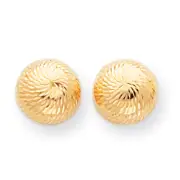 14K Yellow Gold Diamond Cut 10mm Button Swirl Stud Earrings Madi K Kid's Jewelry