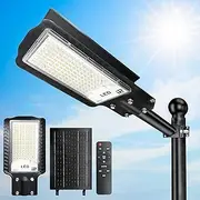 Solar Street Lights Outdoor,6500K Solar Commercial Lights, Dusk to Dawn Lights,20000LM Security Flood Light with Remote Control for Yard, Parking Lot, Playground IP66 Waterproof