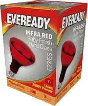 Eveready 250 Watt Ruby Finish Hard Glass Edison Screw E27 Infra Red Heat Lamp Bulb