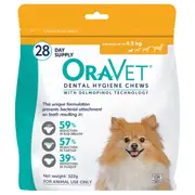 OraVet X-Small Dogs 28 Pack Dental Chews for Dogs up to 4.5 kg by Merial