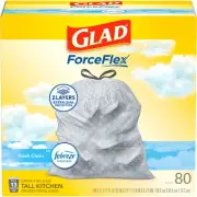 Glad ForceFlex Tall Kitchen Trash Bags, 13 Gallon, Gain Fresh Clean, White, Pac