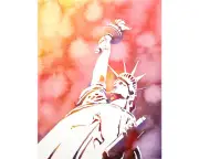 Watercolor painting of Statue of Liberty in NYC. Statue Liberty artwork (print)