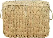 Coeusy Toilet Paper Basket-Wicker Toilet Paper Storage with Lid,Decorative Farmhouse Boho Wicker Basket for Bathroom Storage and Organizer,Free Standing