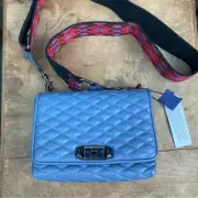 Rebecca Minkoff Camera Bag crossbody blue red camera strap NWT quilted coquette