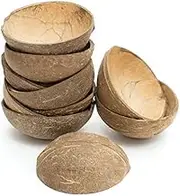 Little Cherry Eco Friendly Coconut Bowls | Biodegradable Coconut Shell Bowls Great Eco Alternative to Wooden Bowl or Bamboo Bowl | Coconut Bowl for All Events (Medium Coconut Bowl, 10 Pack)