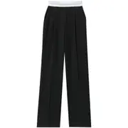 [Alexander Wang] Alexander Wang Pleat-detail Logo-waistband Trousers 4 US BLACK