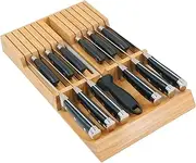 Utoplike in-Drawer Knife Block Bamboo Kitchen Knife Drawer Organizer,Large Handle Steak Knife Holder Without Knives, fit for 12 Knives and 1 Sharpening Steel