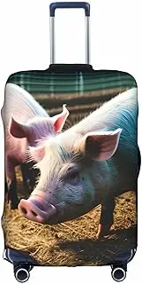 [FSCEV] Pigs in Farm Trolley Suitcase Protective Cover Business Travel Luggage Protector Fashion 18-32 Inches, White, L