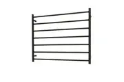 Radiant RTR08 Round Bar Heated Towel Rail - 900 x 750mm - Matte Black - Stainless Steel- Bottom Left/Top Right Wiring
