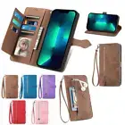 For Oppo Realme 5 6 7 C3 5S 5i 6i V11 V15 Find X3 Pro Zip Wallet Case With Strap