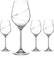 [DIAMANTE] Swarovski White Wine Glasses - 'Silhouette' Hand Cut Design Embellished with Swarovski Crystals - Set of 4