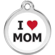 Red Dingo I Love Mom Dog Cat ID Charm Dog Stainless Steel Tag