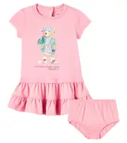 [Polo Ralph Lauren Kids] Polo Ralph Lauren Kids Baby Polo Bear cotton dress and bloomers set M 18 pink