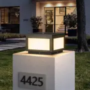 Solar Post Light, 9.8" Outdoor Column Pillar Lamp Dusk to Dawn IP54 Waterproo...