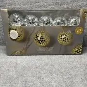Silver Disco Ball 10 LED String Lights Party Decor Mirror 6.9 Ft Battery Op New