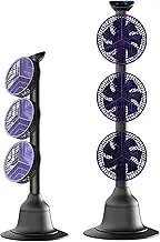 New Oscillating Pedestal Fan Standing, Pedestal Standing Floor Fan with Led Touchscreen &Remote Control, 8 Speed Settings, 8 Hour Timer Pivoting Head Three Heads and Three Controls Silver Gray