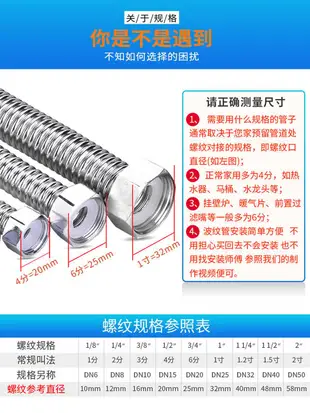 【最低價】【公司貨】特價中✅304不銹鋼波紋管4分6分高壓防爆耐溫金屬軟管熱水器連接冷熱水管