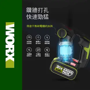 WORX 威克士 20V 18mm 鋰電無刷電錘 雙電池(WU380S.5)