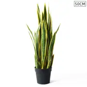 SOGA 50cm Artificial Indoor Yellow Edge Tiger Piran Fake Decoration Tree Flower Pot Plant
