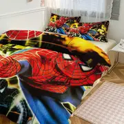 a2603 Cartoon Spiderman Kid Boy Room Decor Size Bedding Set for 3 Piece Bedding with 1 Flat Sheet And 2 Pillowcases Twin jfr2603