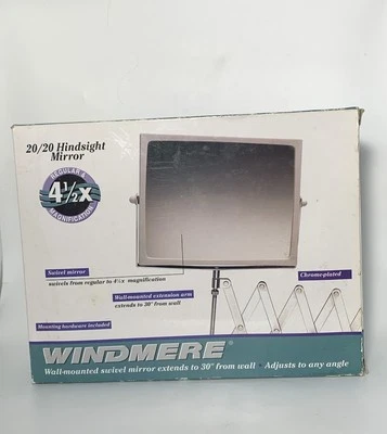 Windmere Mirror Hindsight 20/20 Wall Mount Extension 4.5 Magnifying Extends 30”
