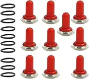 E Support Red 12mm Rubber Rocker Toggle Switch Knob Hat Waterproof Boot Cover Cap Pack of 10