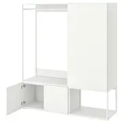 PLATSA wardrobe with 3 doors, white/Fonnes white, 140x42x161 cm