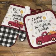 FARMERS MARKET PUMPKIN PATCH Print POLYESTER Kitchen Potholder And Oven Mitt New