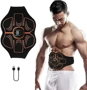 Abs Trainer Belt EMS Abdominal Muscle Stimulator Electric Toning Belts USB Waist Belly Weight Loss Home Gym Fitness Massager