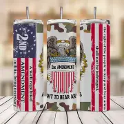 20 oz. tumbler, Stainless Steel, Sublimation Design, 2nd Amendment