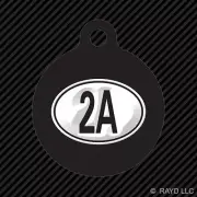 Oval 2A Keychain Round with Tab dog engraved many colors 2nd amendment