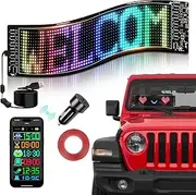 Emitto 92x374cm Programmable LED Sign, Animations Custom Text Message Pattern Car Sign, APP Control Scrolling, LED Matrix Panel FPCB Flexible Screen Display for Car Store Hotel Holiday
