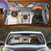 Pug Car Sunshade, Pug Auto Sunshade, Dog Car Windshield, Car Windshiel