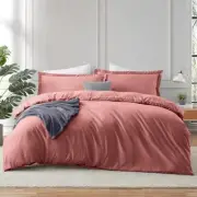 Harbor Pink Clay Duvet Cover Queen Size - 3 Piece Queen Duvet Cover Set, Soft