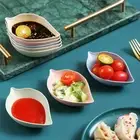 1pc Home Kitchen Wheat Straw Seasoning Saucer Creative Plastic Leaf Shaped LR1