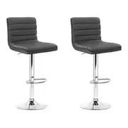 Artiss 2x Bar Stools Padded Leather Gas Lift Grey