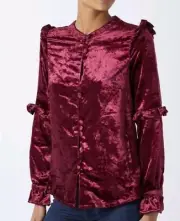 Monsoon Viola Red Velvet Frill Jacket With Buttons Size 18 Bnwt