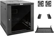 Tecmojo 12U Wall Mount Rack,12U Rack 17.7 Inch Depth,Hold Up to 176 Lbs,Enclosed Wall Mount Rack Kit for 19 Inch Network,Server and AV Gear,Glass Door