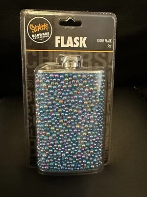 5oz. Blue Pebbled ~ Stainless Steel ~ Spencer's Gifts ~ *NEW SEALED*